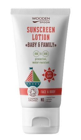 WoodenSpoon Opalovací tělové mléko v tubě Baby & Family SPF50 150ml