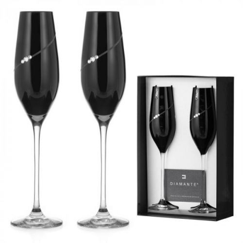 Diamante černé sklenice na šampaňské v dárkovém balení Silhoutte 210ml 2KS