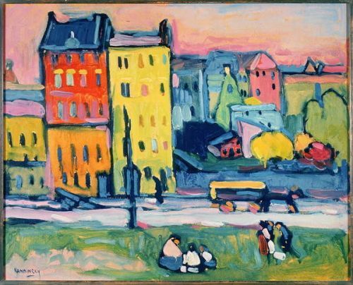 Wassily Kandinsky Obraz, Reprodukce - Houses in Munich, 1908, Wassily Kandinsky