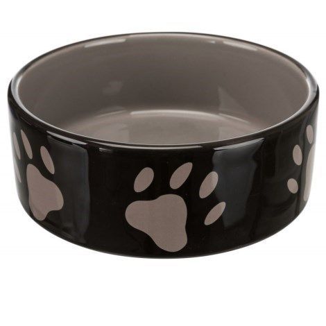 Keramická miska 0,8l/16cm - šedá + motiv tlapky