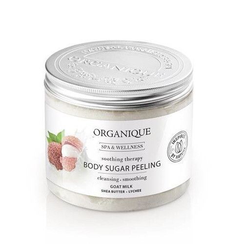 Organique Zklidňující cukrový tělový peeling s kozím mlékem a liči (Body Sugar Peeling) 200 ml