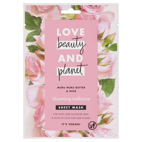 Love Beauty and Planet Textilní pleťová maska s růžovým olejem a máslem muru muru (Blooming Radiance Sheet Mask) 1 ks