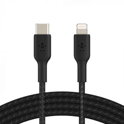 BELKIN kabel oplétaný USB-C - Lightning, 1m, černý