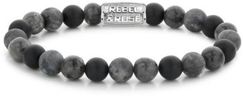 Rebel&Rose Korálkový náramek Grey Rocks RR-80069-S 17,5 cm - M