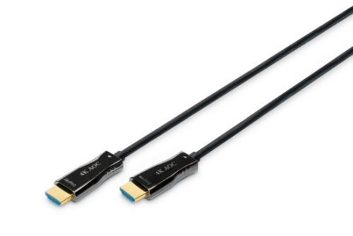 Digitus Připojovací kabel HDMI AOC s hybridním vláknem, typ A M/M, 15 m, UHD 4K@60 Hz, CE, zlatá, bl, AK-330125-150-S