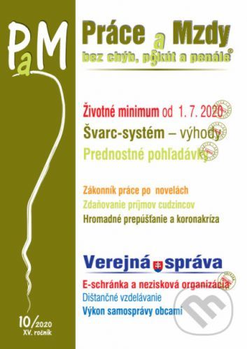 Práce a mzdy 10/2020 - Životné minimum od 1. 7. 2020 - Poradca s.r.o.