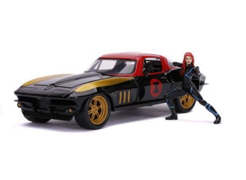 Jada Toys | Avengers - Marvel Hollywood Rides Diecast Model 1/24 1966 Chevrolet Corvette s figurkou Black Widow