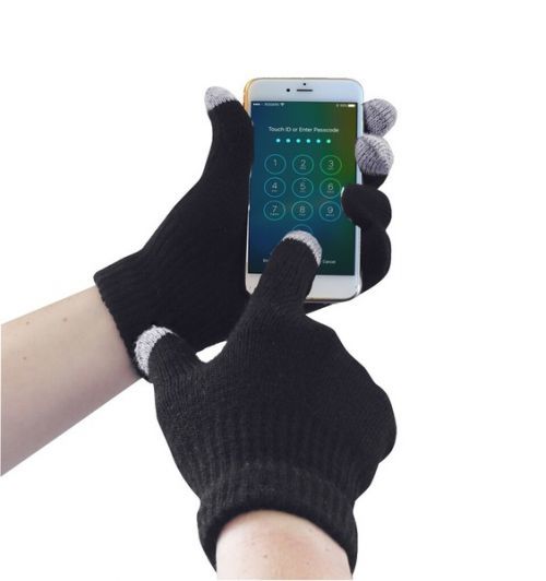 Pletené rukavice pro dotykový telefon  S černá