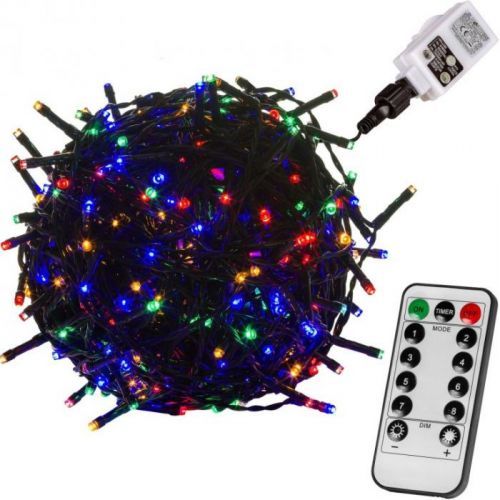 VOLTRONIC® Vánoční LED osvětlení 10 m - barevná 100 LED + ovladač - zelený kabel