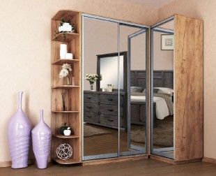 Casarredo Šatní skříň rohová LEVANTO 180x120 kraft zlatý/zrcadlo