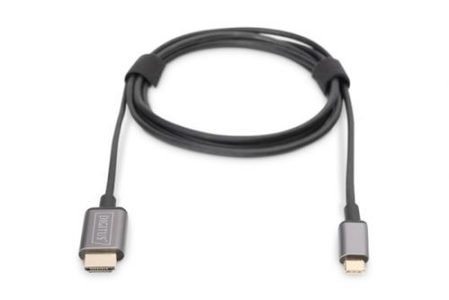 Digitus USB-C - HDMI kabelový adaptér, 1,8 m 4K/30 Hz, černý, kovový kryt, DA-70821