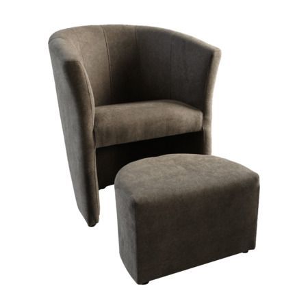 Tempo Kondela Křeslo s taburetem, hnědá, ROSE