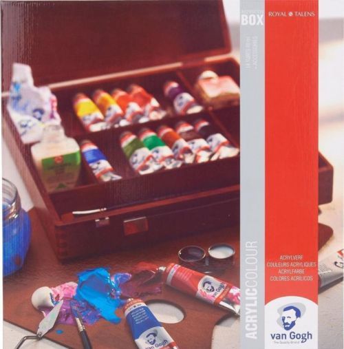 Van Gogh Acrylic Colour Wooden Inspiration Box 14 x 40ml with Accessories