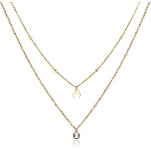 S`Agapõ Dvojitý pozlacený ocelový náhrdelník s ozdobami Aurora SAR08