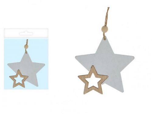 MFP 8886003 hvězda dřevo bílá 8cm závěs