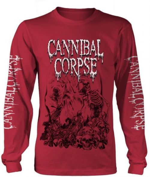 Cannibal Corpse Pile Of Skulls 2018 Red Long Sleeve Shirt S