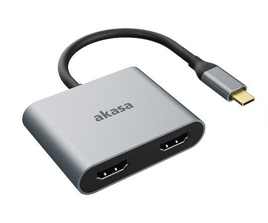 AKASA - adaptér Type-C na dual HDMI MST, AK-CBCA26-18BK