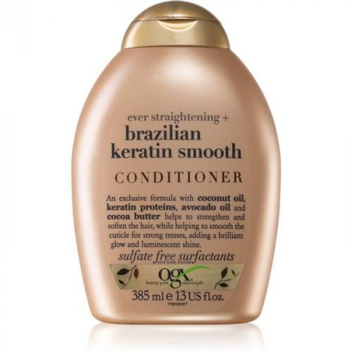 OGX Brazilian Keratin Smooth uhlazující kondicionér pro lesk a hebkost vlasů 385 ml