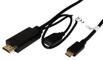 Roline Kabel USB C(M) -> HDMI A(M) + USB C(F) PD, 4K2K@60Hz, 2m, černý