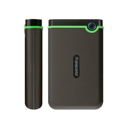 TRANSCEND 4TB StoreJet 25M3S SLIM, 2.5”, USB 3.0 (3.1 Gen 1) Externí Anti-Shock disk, tenký profil, šedo/zelený, TS4TSJ25M3S