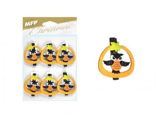 MFP 8885984 kolíček dřevěný halloween sova 6ks/4,8cm XC20191491