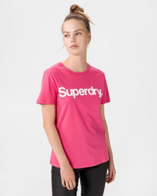 SuperDry Flock Triko Růžová