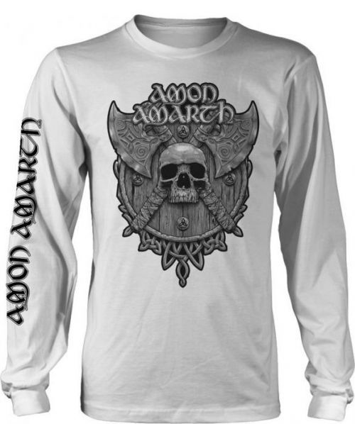 Amon Amarth Grey Skull Long Sleeve Shirt White S