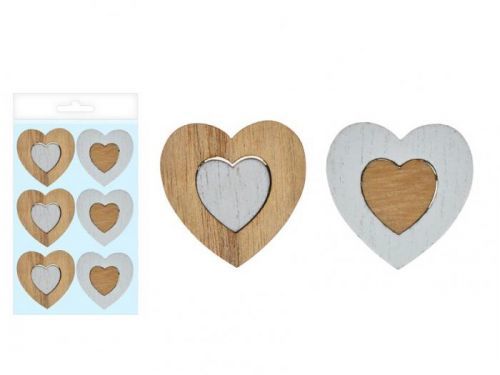 MFP 8886009 srdce 6ks dřevo 4cm v sáčku