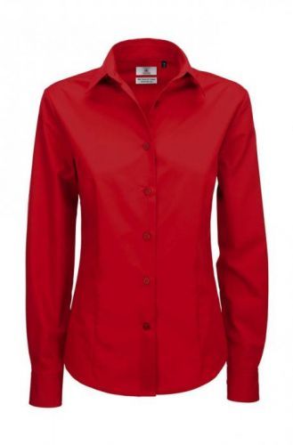 Košile dámská B&C Smart s dlouhým rukávem - červená, XS