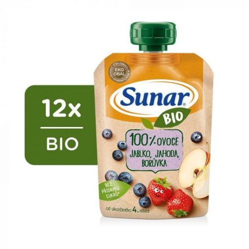 Sunar BIO kapsička Jablko, jahoda, borůvka 12x 100 g