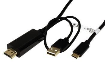 Roline Kabel USB C(M) -> HDMI A(M) + USB A(M), 4K2K@60Hz, 2 m, černý