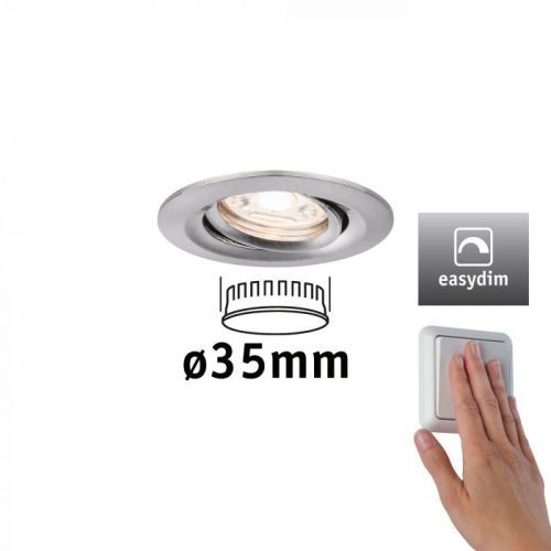 PAULMANN LED vestavné svítidlo Nova mini Plus EasyDim výklopné 1x4,2W 2700K kov kartáčovaný 230V 929.72 92972