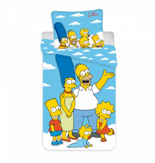 Jerry Fabrics Bavlněné povlečení 140x200 + 70x90 cm - The Simpsons family 