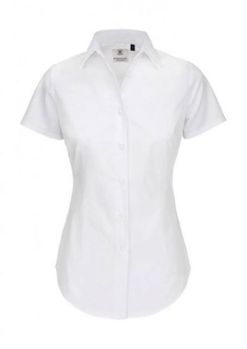 Košile dámská B&C Elastane s krátkým rukávem - bílá, XS