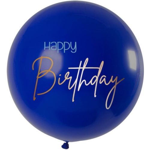 BALÓNEK latexový XL Happy Birthday Elegant True Blue 80cm