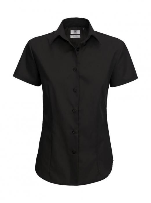 Košile dámská B&C Smart s krátkým rukávem - černá, XS