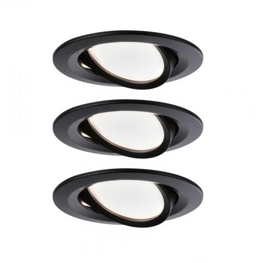 PAULMANN LED vestavné svítidlo Nova kruhové 3x6,5W teplá bílá černá/mat výklopné 3ks sada 944.71 94471