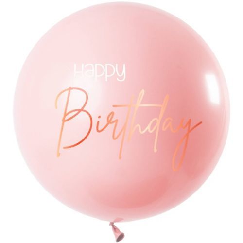 BALÓNEK latexový XL Happy Birthday Elegant Lush Blush 80cm