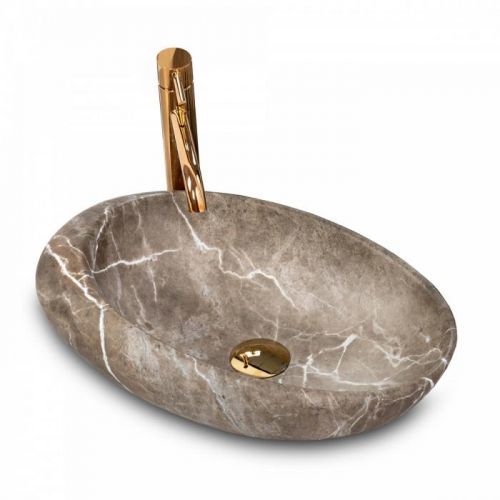 Keramické umyvadlo na desku Rea Roxy B Stone NATURE 48,7x30,7 cm šedé 2938