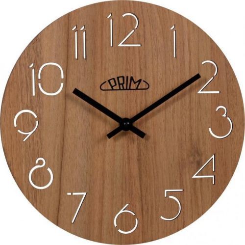 <p>Dřevěné hodiny PRIM Natural jsou zvláštní svým osobitým vzhledem. Čísla  jsou precizně vyřezány do samotného těla hodin. Baterie AA není součástí balení. </p>.01435
