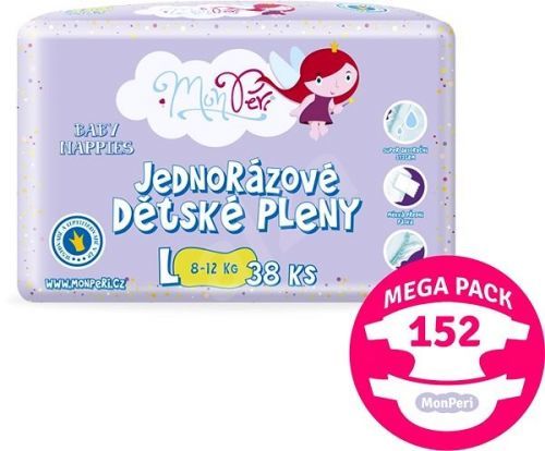 MonPeri Klasik Mega Pack L 8–12kg Eko Jednorázové dětské pleny 152ks