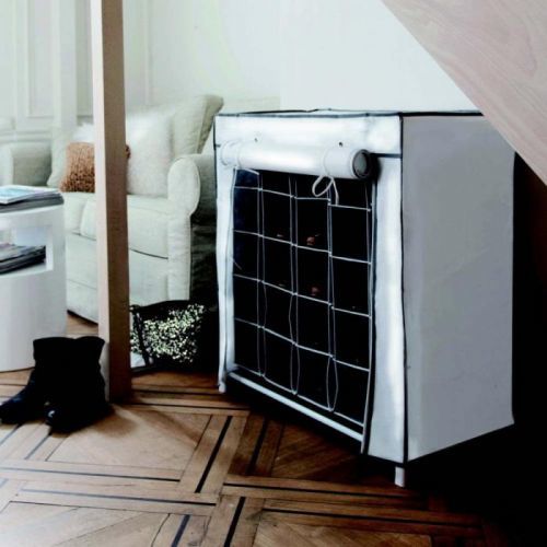 Černobílý textilní botník Compactor Shoes, 25 přihrádek