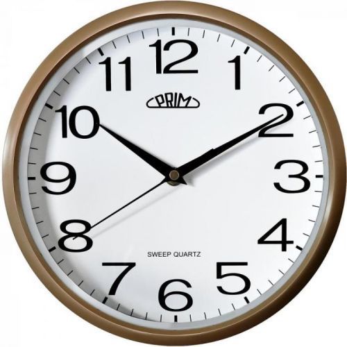 Klasické hodiny PRIM v čistém designu v plastovém provedení s arabskými číslicemi se strojkem s tichým a plynulým chodem..01719 171668 PRIM Linea - 3988 black