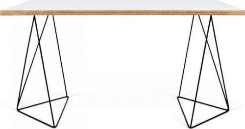 Bílý pracovní stůl s černými nohami TemaHome Flow, 75 x 140 cm