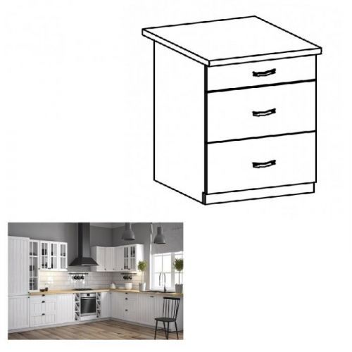 Spodní skříňka PROVANCE D60S3 bílá / sosna andersen Tempo Kondela
