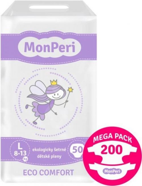 MonPeri Eco Comfort Mega Pack L 8–13kg Eko Jednorázové dětské plenky 200ks