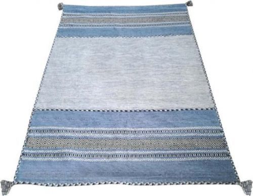 Modro-šedý bavlněný koberec Webtappeti Antique Kilim, 120 x 180 cm