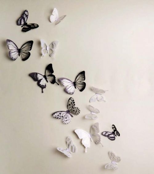 Sada 18 adhezivních 3D samolepek Ambiance Butterflies Chic