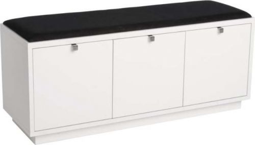 Bílá lavice s úložným prostorem a s černým sedákem Rowico Confetti, šířka 106 cm