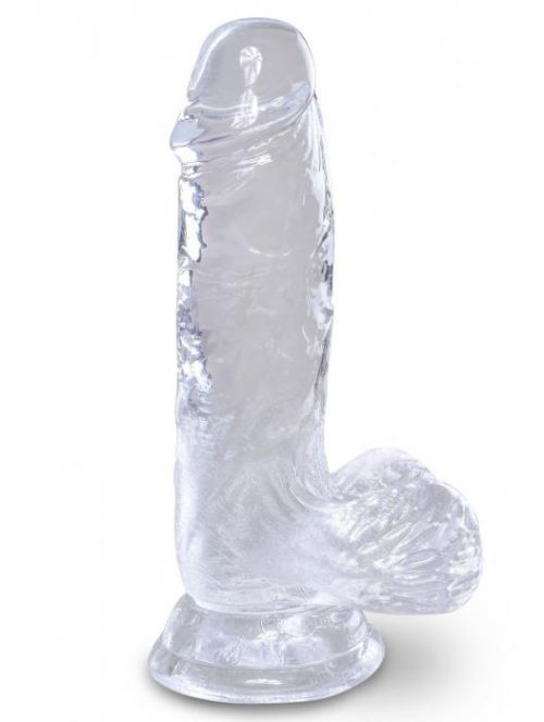 Pipedream Transparentní realistické dildo s varlaty a přísavkou King Cock Clear 5"